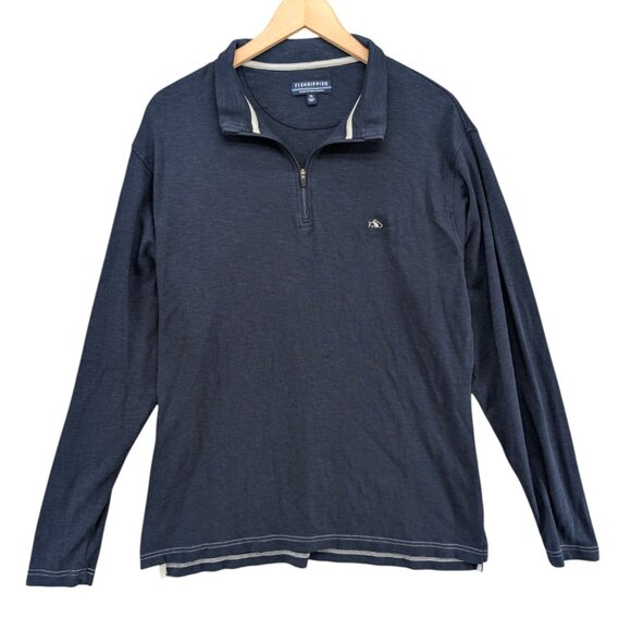 Fish Hippie 1/4 Zip Sweater Mens Navy Blue Modal Blend Long Sleeve Size XL - Picture 1 of 7